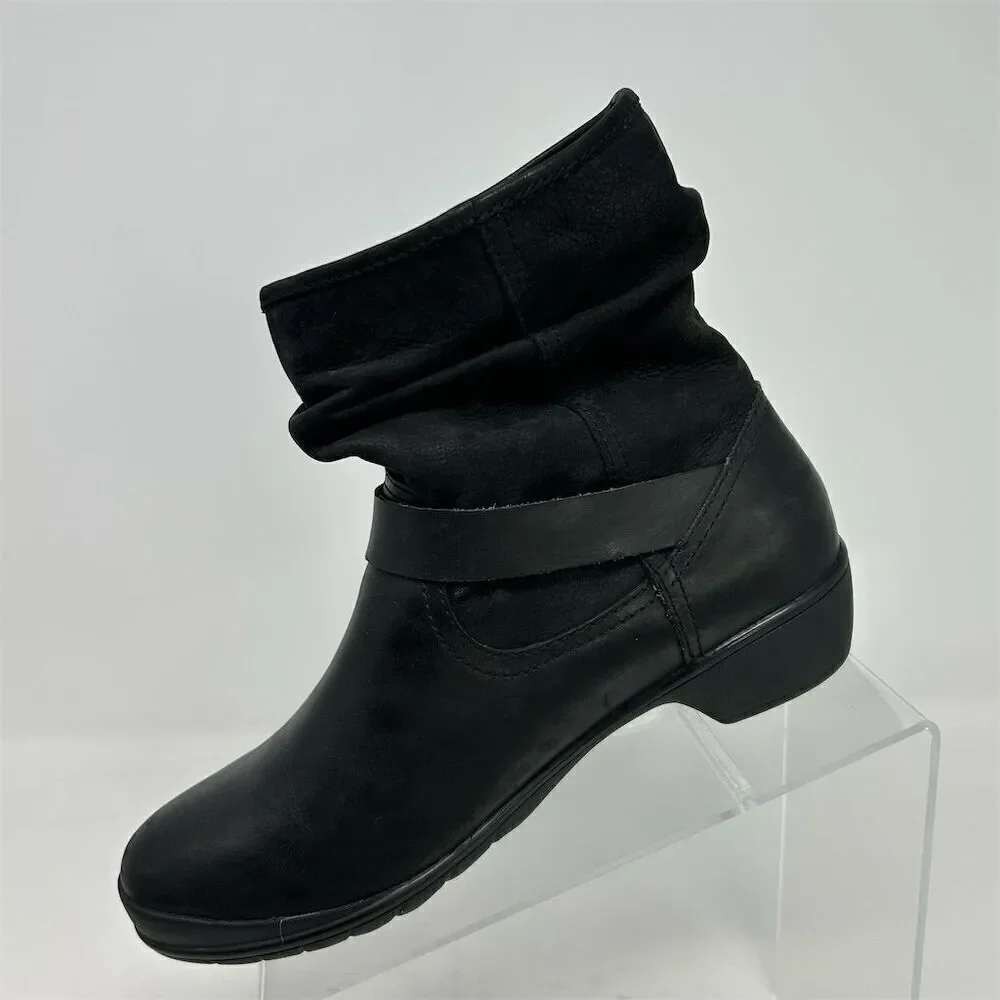 Bogs Cassie Low Women's Black Waterproof Leather Slouchy Ankle Boots Size 7